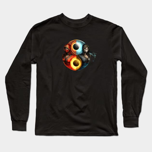 Ninja Twins Long Sleeve T-Shirt by aicharactersart